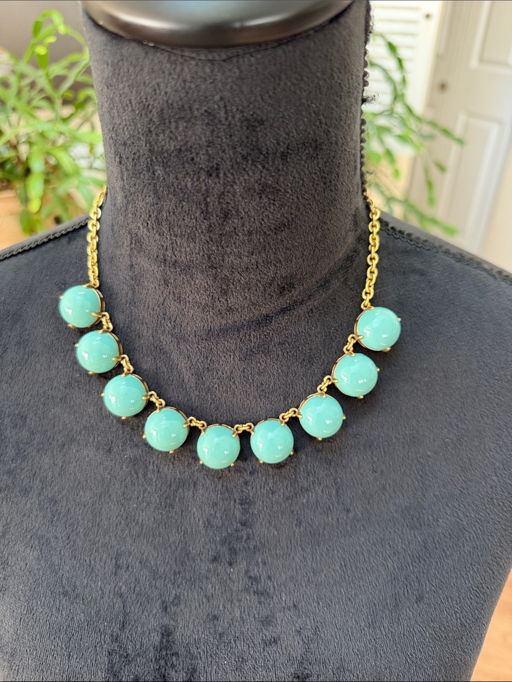J.Crew Aqua Bubble Bead statement necklace, EUC